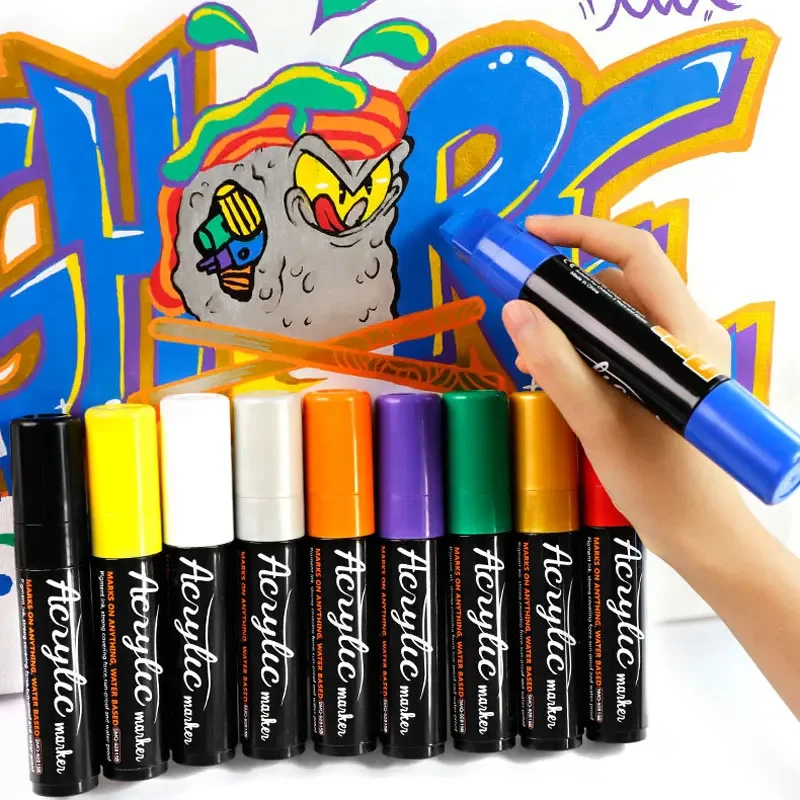 10 Colors Jumbo Permanent Colored Acrylic Markers 15mm Jumbo Felt Tip for Rock Painting Ceramic Glass Wood Canvas, DIY Graffiti
10 Colors Jumbo Permanent Colored Acrylic Markers 15mm Jumbo Felt Tip for Rock Painting Ceramic Glass Wood Canvas, DIY Graffiti