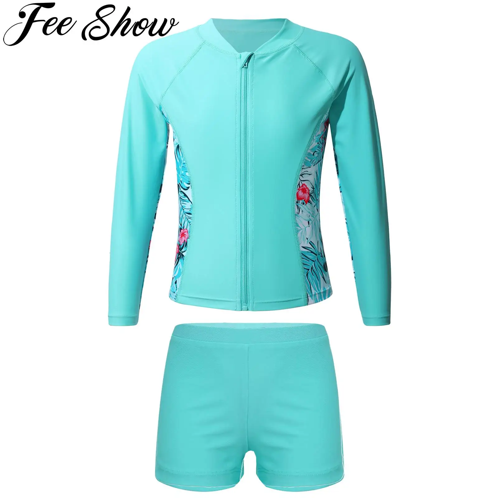 Kids Girls Swimsuit Set Long Sleeve Printed Tops Rash Guard with Elastic Waistband Shorts for Bathing Pool Beach Swimming Suit
Kids Girls Swimsuit Set Long Sleeve Printed Tops Rash Guard with Elastic Waistband Shorts for Bathing Pool Beach Swimming Suit