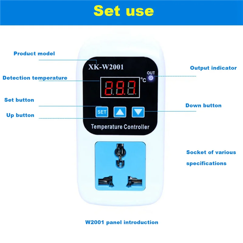 A47U 3X XK-W2001 Цифровой регулятор температуры Розетка переменного тока 110-220 В Термостат Регулятор Розетка с датчиком NTC Вилка европейского стандарта
A47U 3X XK-W2001 Цифровой регулятор температуры Розетка переменного тока 110-220 В Термостат Регулятор Розетка с датчиком NTC Вилка европейского стандарта