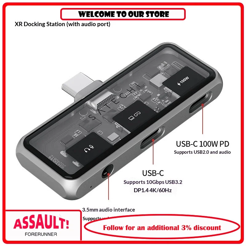 Satechi Portable XR/AR USB-C Hub 100W PD for MacBook Pro/Air iPad iPhone Steam Deck Nintendo Switch
Satechi Portable XR/AR USB-C Hub 100W PD for MacBook Pro/Air iPad iPhone Steam Deck Nintendo Switch