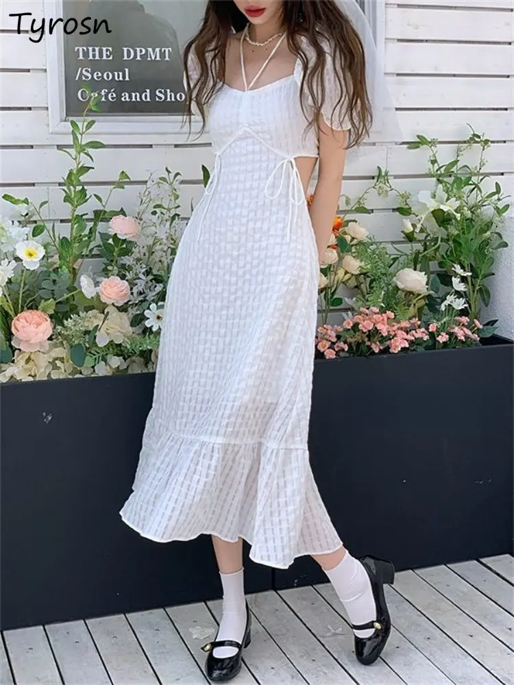 Dresses Women Hollow Out Design Sexy Sweet Minimalist Pure Chic Empire Retro Holiday Summer Korean Style Hot Girls Midi Vestidos
Dresses Women Hollow Out Design Sexy Sweet Minimalist Pure Chic Empire Retro Holiday Summer Korean Style Hot Girls Midi Vestidos