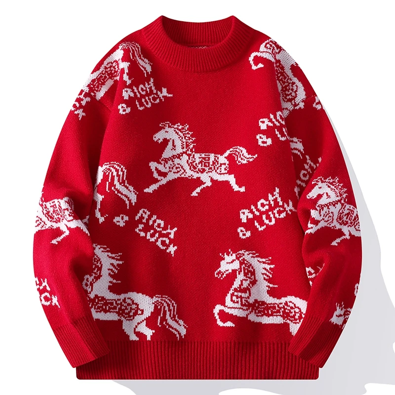 Red Lunar New Year Men's Loose Thiened Knitwear Base Layer irt Casual Sle Spring Autumn Seasonal Thiened Underwear
Red Lunar New Year Men's Loose Thiened Knitwear Base Layer irt Casual Sle Spring Autumn Seasonal Thiened Underwear