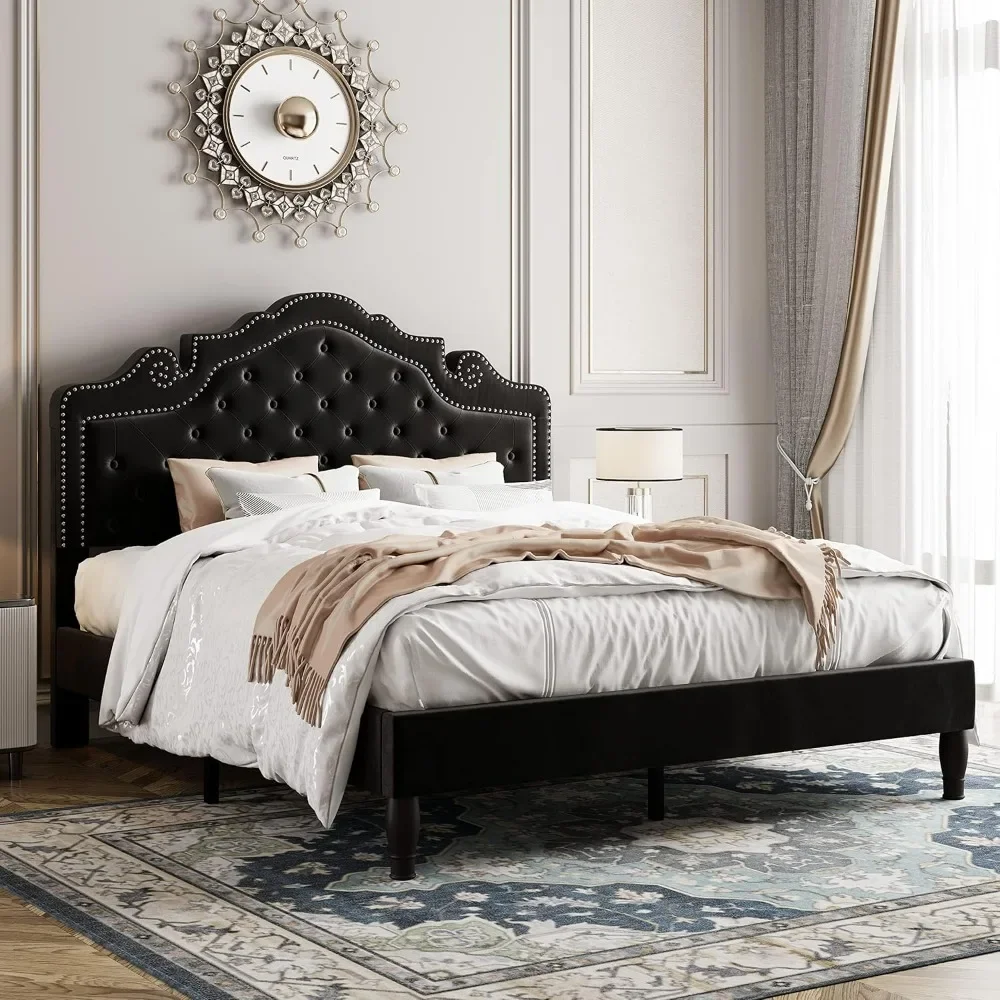 Bed.Queen Velvet Bed Frame with Adjustable Headboard, Wooden Slats, No Box Spring Needed, Easy Assembly, Black
Bed.Queen Velvet Bed Frame with Adjustable Headboard, Wooden Slats, No Box Spring Needed, Easy Assembly, Black