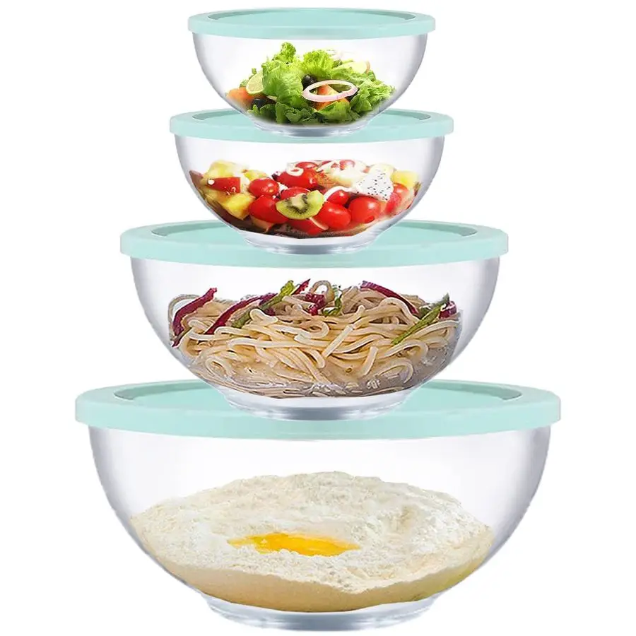 Mixing Bowls with Lids Set, 8 Pieces Glass Salad Bowl Set with Lids0.6QT,1.1QT,2.2QT,4QT High Brosilicate Microwave Bowls for Ki
Mixing Bowls with Lids Set, 8 Pieces Glass Salad Bowl Set with Lids0.6QT,1.1QT,2.2QT,4QT High Brosilicate Microwave Bowls for Ki