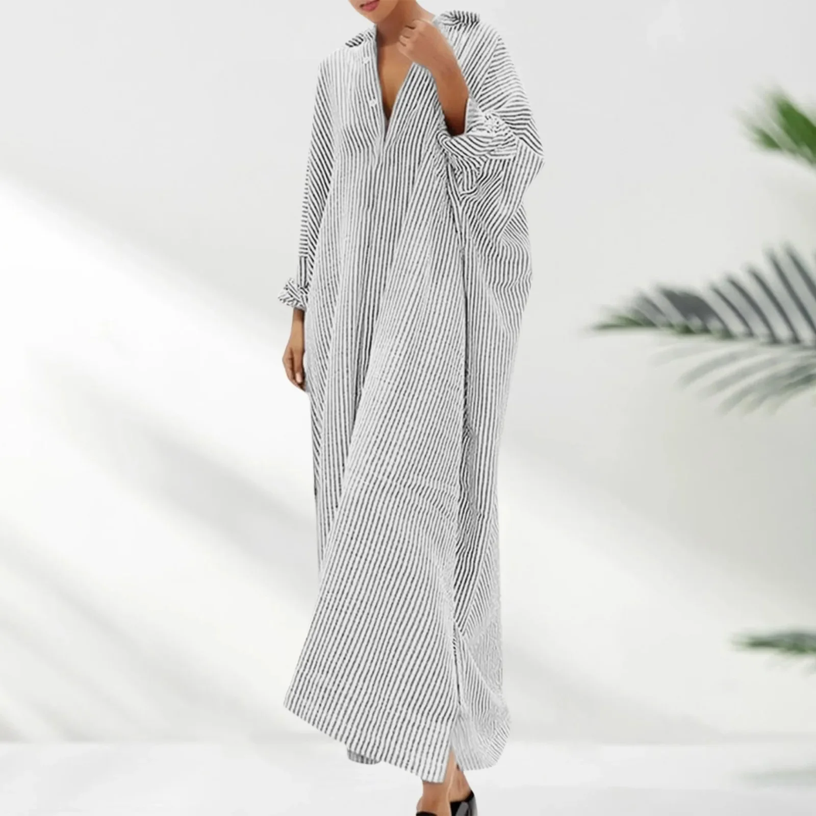 Summer New Dress 2023 Fashion Cotton Striped Cardigan Loose Large Casual Temperament Commuter Irregular Women's Long Dress
Summer New Dress 2023 Fashion Cotton Striped Cardigan Loose Large Casual Temperament Commuter Irregular Women's Long Dress