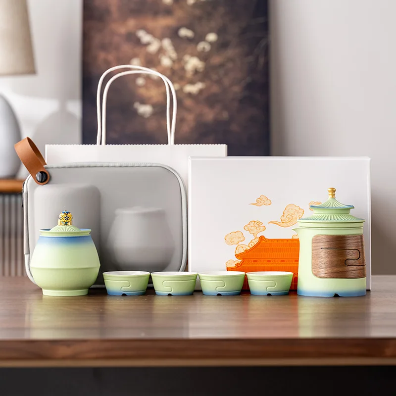 HYS merchandise suet jade travel tea set, one pot and four cups, free leadership business commemorative high-end souvenir gifts
HYS merchandise suet jade travel tea set, one pot and four cups, free leadership business commemorative high-end souvenir gifts