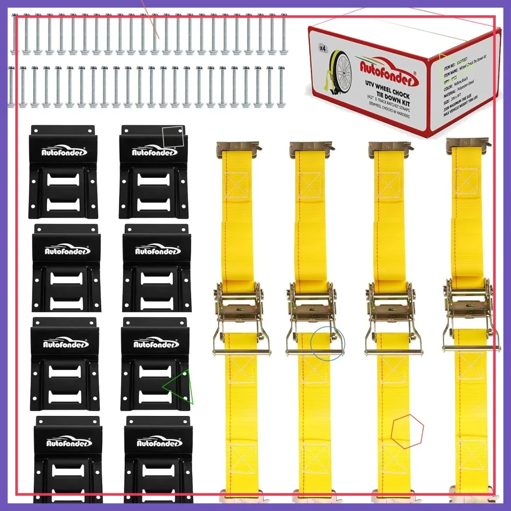 Heavy Duty Wheel Chock & Tie Down Kit 4500lb Break Strength, 4 Pack E Track Straps for ATV UTV Trailer
Heavy Duty Wheel Chock & Tie Down Kit 4500lb Break Strength, 4 Pack E Track Straps for ATV UTV Trailer