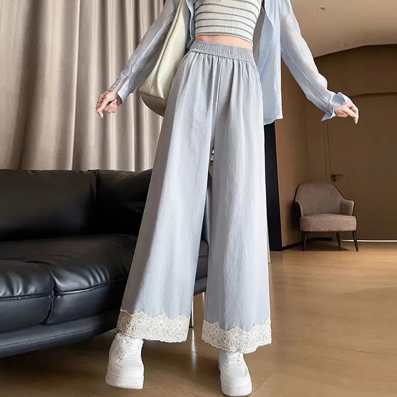 Lace Lace Spliced Wide-leg Pants for Women New High-waisted Straight-leg Loose Small Person Nine-point Casual
Lace Lace Spliced Wide-leg Pants for Women New High-waisted Straight-leg Loose Small Person Nine-point Casual