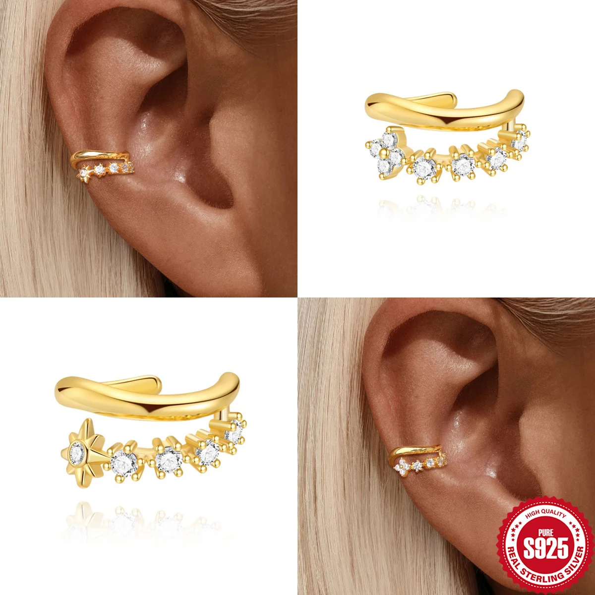 AIDE 925 Sterling Silver Geometric Star/Flower Double layer Clip Earrings For Women No Piercing Earring Elegant Dainty Daily
AIDE 925 Sterling Silver Geometric Star/Flower Double layer Clip Earrings For Women No Piercing Earring Elegant Dainty Daily