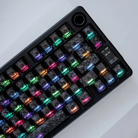 132 Keys Forged Carbon Keycaps Cherry Profile Side Print RGB Backlit Carbon Fiber Texture Key Caps for Cherry MX Switche Keyboad