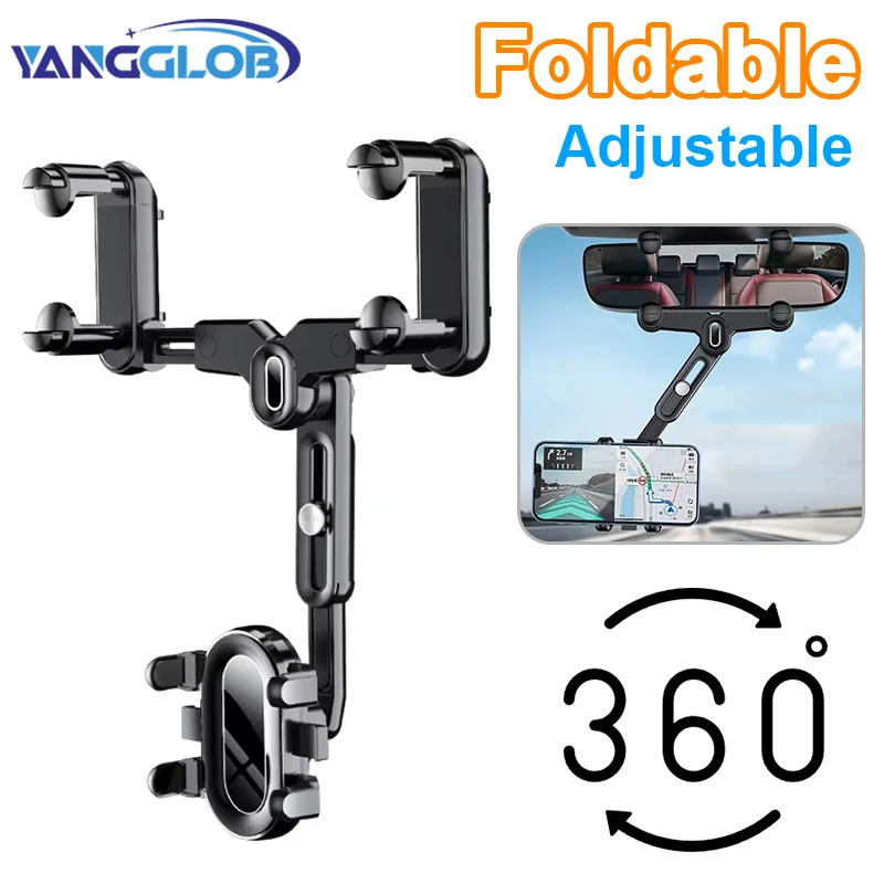 360 Rotating Car Phone Holder Rearview Mirror Mount Car Phone Bracket Navigation GPS Stand Foldable Mobile Cell Support in Car
360 Rotating Car Phone Holder Rearview Mirror Mount Car Phone Bracket Navigation GPS Stand Foldable Mobile Cell Support in Car
