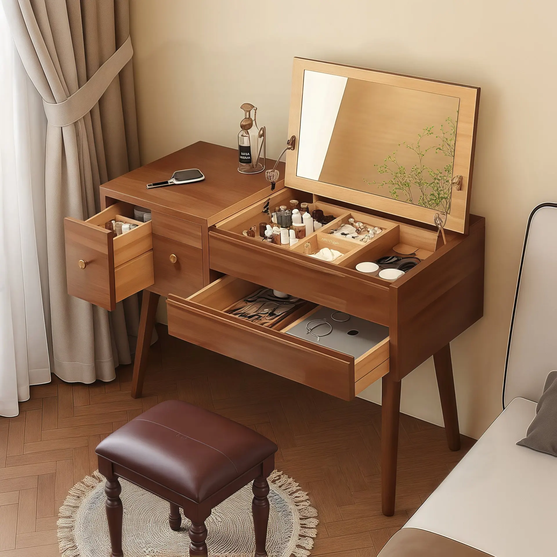 LH all solid wood dresser flip modern bedroom simple bedside table makeup table mirror
LH all solid wood dresser flip modern bedroom simple bedside table makeup table mirror