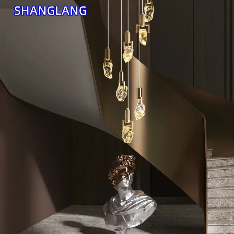 Modern Diamond Crystal Chandelier For Staircase Living Room Long LED Cristal Hanging Light Fixtures Gold Home Decor Luminaire
Modern Diamond Crystal Chandelier For Staircase Living Room Long LED Cristal Hanging Light Fixtures Gold Home Decor Luminaire