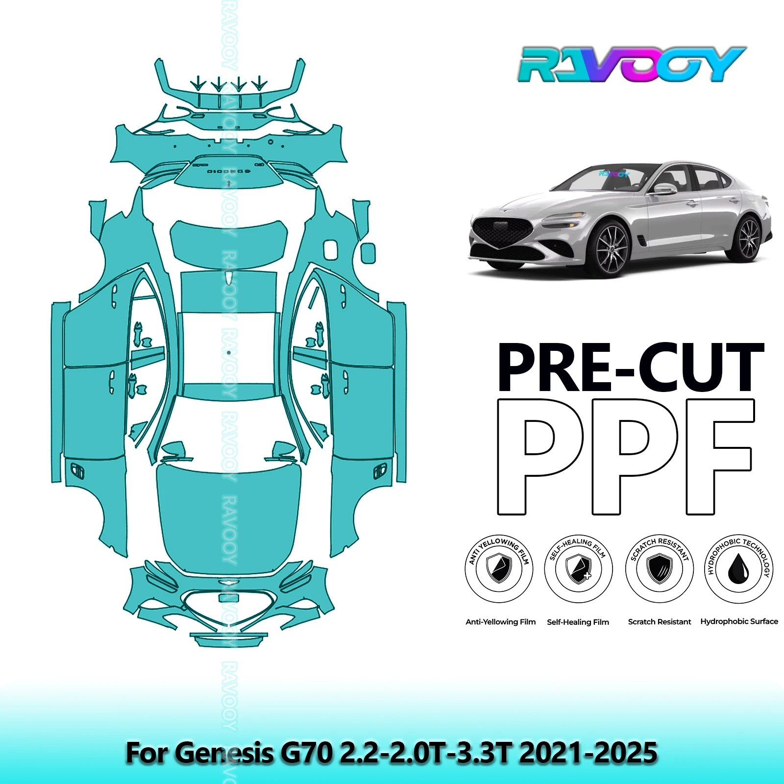 Car Precut PPF Paint Protection Film Full Vehicle For Genesis G70 2.2-2.0T-3.3T 2021-2025
Car Precut PPF Paint Protection Film Full Vehicle For Genesis G70 2.2-2.0T-3.3T 2021-2025