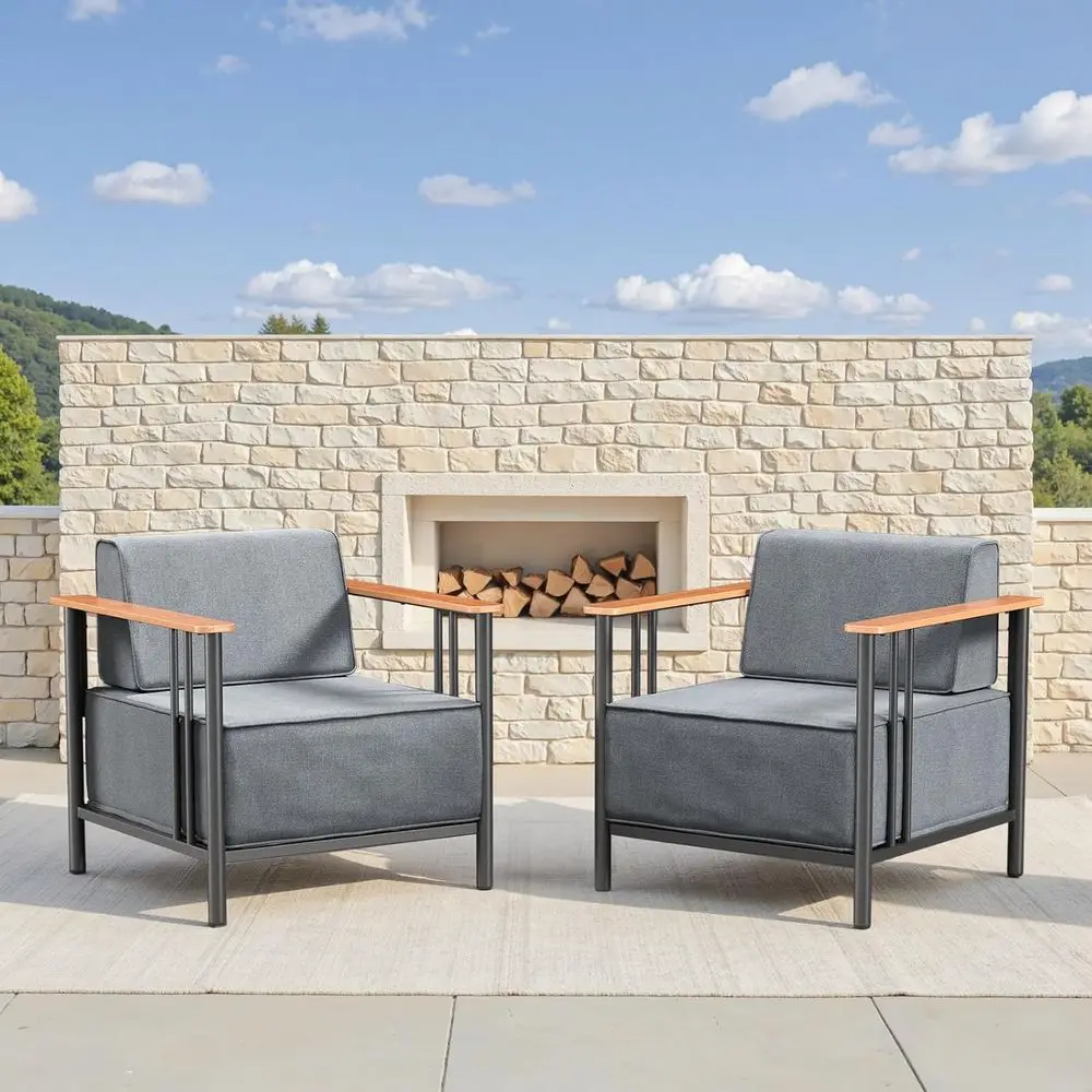 10-inch Thick Cushion Outdoor urniture Set, 2-Piece Patio Chair Set, Made o PE Material with Wood Grain armrests, trapezoidal ba
10-inch Thick Cushion Outdoor urniture Set, 2-Piece Patio Chair Set, Made o PE Material with Wood Grain armrests, trapezoidal ba