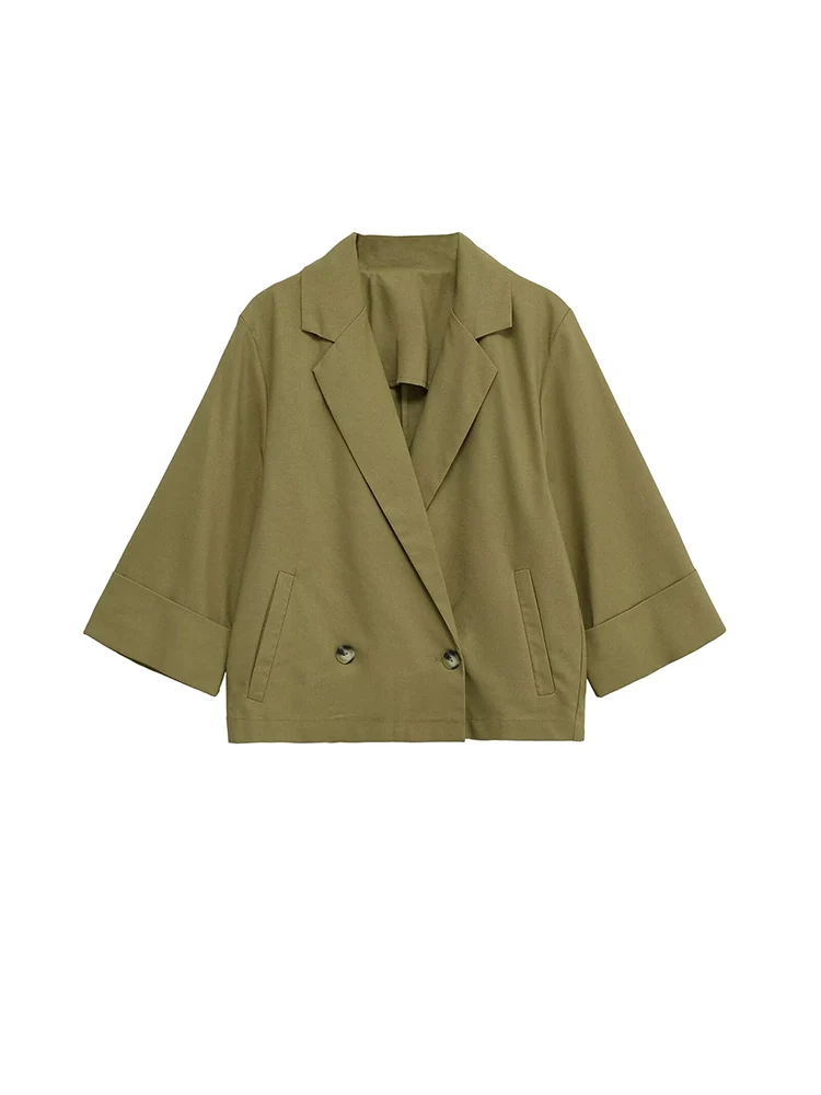 Новый женский модный универсальный темпераментный однотонный двубортный костюм в европейском стиле с лацканами, короткая куртка
Новый женский модный универсальный темпераментный однотонный двубортный костюм в европейском стиле с лацканами, короткая куртка