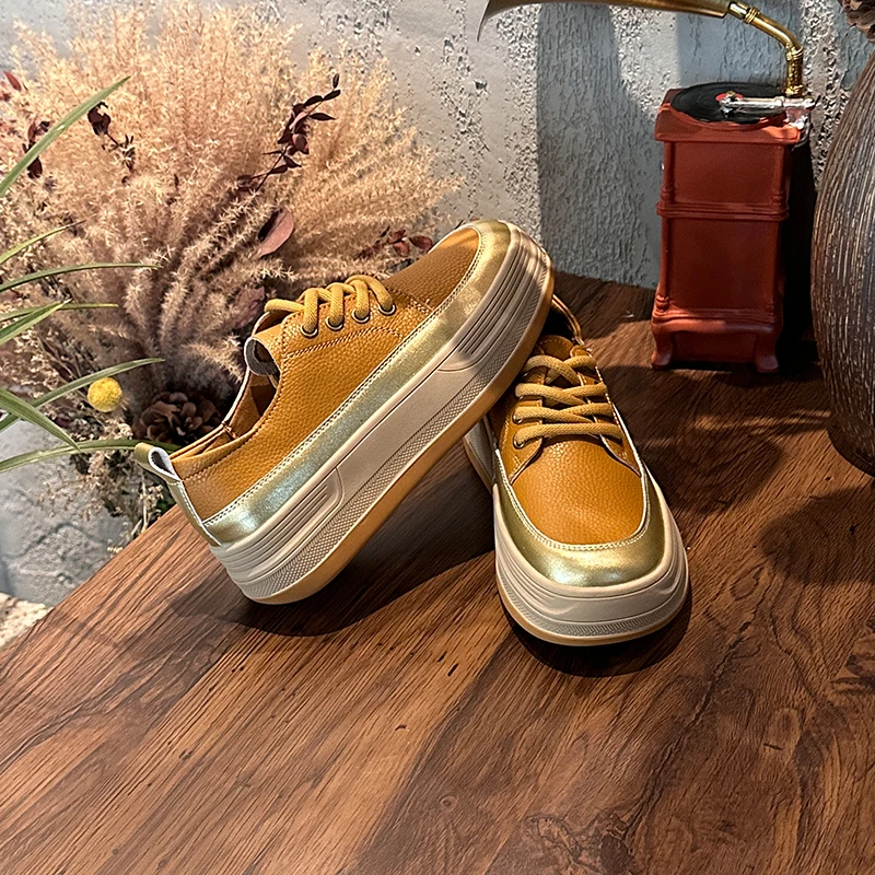 Retro Ethnic Women Platform Sneakers Fashion Metallic Thick Sole Height Increasing Casual Shoes Ladies Comfortable Lace-up Flats
Retro Ethnic Women Platform Sneakers Fashion Metallic Thick Sole Height Increasing Casual Shoes Ladies Comfortable Lace-up Flats