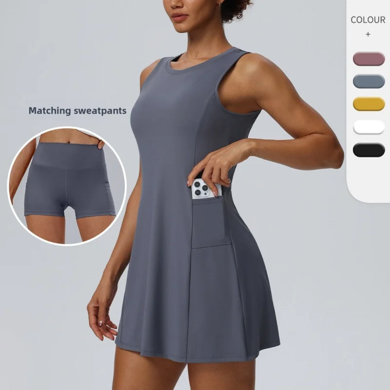 Women's tennis skirt set with shorts, anti-exposure sports dress, fitness sports golf skirt
Women's tennis skirt set with shorts, anti-exposure sports dress, fitness sports golf skirt