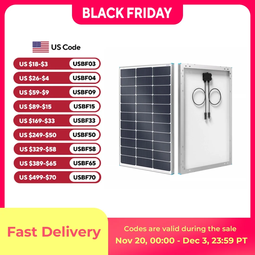 Renogy N-Type 16BB 100W Solar Panel, 12V 100 Watt Solar Panel 25% High-Efficiency, PV Module Power Charger for RV Marine Rooftop
Renogy N-Type 16BB 100W Solar Panel, 12V 100 Watt Solar Panel 25% High-Efficiency, PV Module Power Charger for RV Marine Rooftop