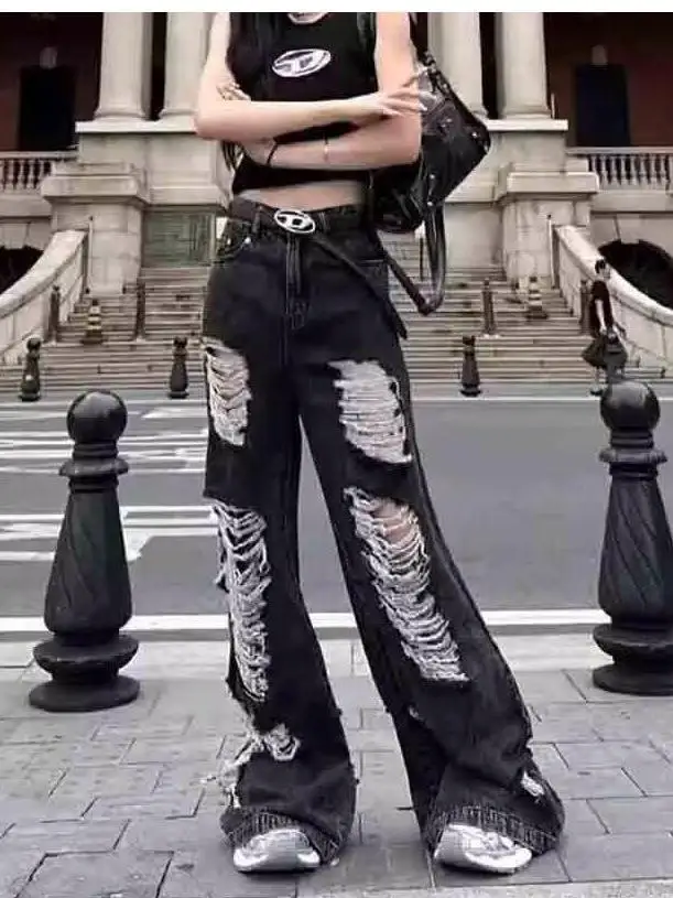 American Retro High Waist Wide Leg Jeans Women's Summer New Style Design Sense Street Style Long Pants Ripped Denim Pants
American Retro High Waist Wide Leg Jeans Women's Summer New Style Design Sense Street Style Long Pants Ripped Denim Pants