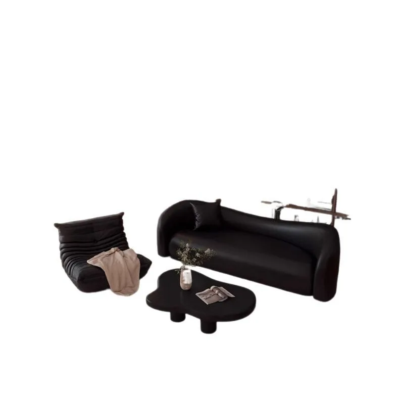 Sofa leather art black retro small apartment living room negotiation lounge area
Sofa leather art black retro small apartment living room negotiation lounge area