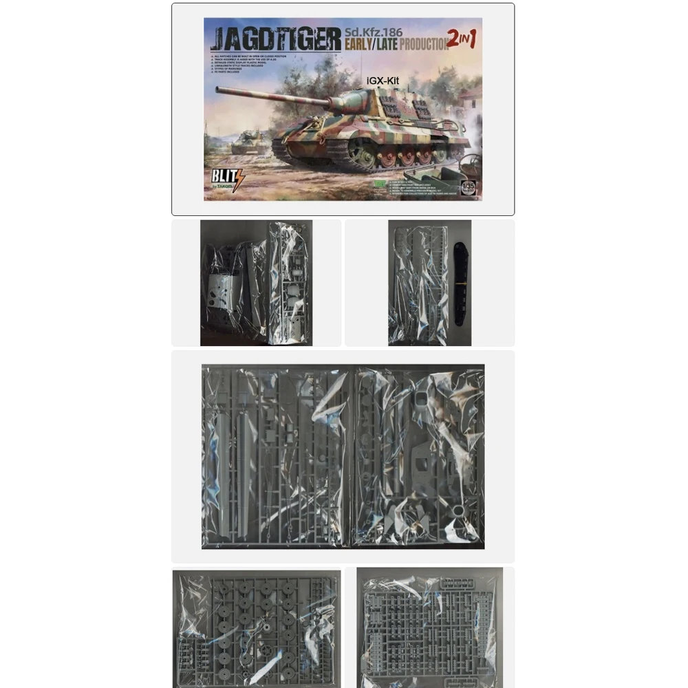 TAKOM 8001 Масштабная модель 1/35 Немецкий Jagdtiger Sd Kfz 186 раннего/позднего производства 2-в-1, пластиковый сборный конструктор для хобби
TAKOM 8001 Масштабная модель 1/35 Немецкий Jagdtiger Sd Kfz 186 раннего/позднего производства 2-в-1, пластиковый сборный конструктор для хобби