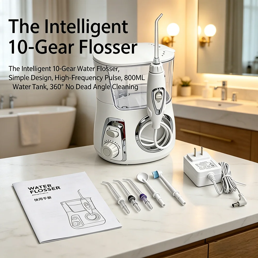 Advanced Countertop Electric Oral Irrigator Dental Flosser 5 Nozzles 10 Modes 800ML Tank Home Use Oral Care Spa
Advanced Countertop Electric Oral Irrigator Dental Flosser 5 Nozzles 10 Modes 800ML Tank Home Use Oral Care Spa