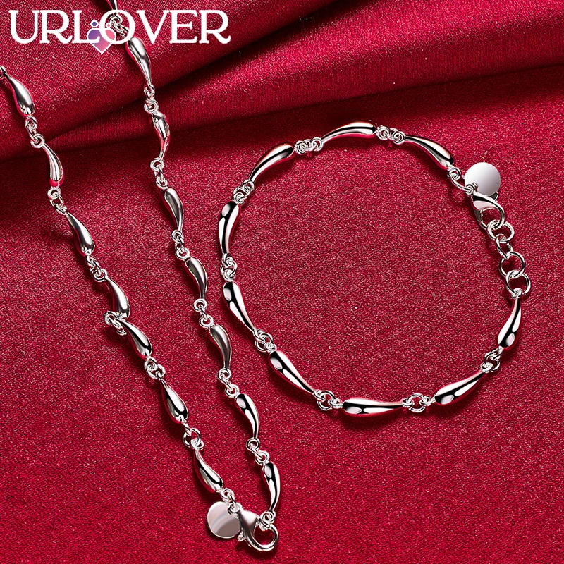 URLOVER 2pcs 925 Sterling Silver Jewelry Set For Woman Fashion Full Water Droplet Chain Necklace Bracelets Wedding Birthday Gift
URLOVER 2pcs 925 Sterling Silver Jewelry Set For Woman Fashion Full Water Droplet Chain Necklace Bracelets Wedding Birthday Gift