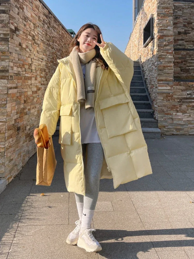 Foufurieux High Street Light Yellow Down Jacket Women Winter Long Zipper Up Parkas Korean Large Pockets Coat Warm Hooded Padded
Foufurieux High Street Light Yellow Down Jacket Women Winter Long Zipper Up Parkas Korean Large Pockets Coat Warm Hooded Padded