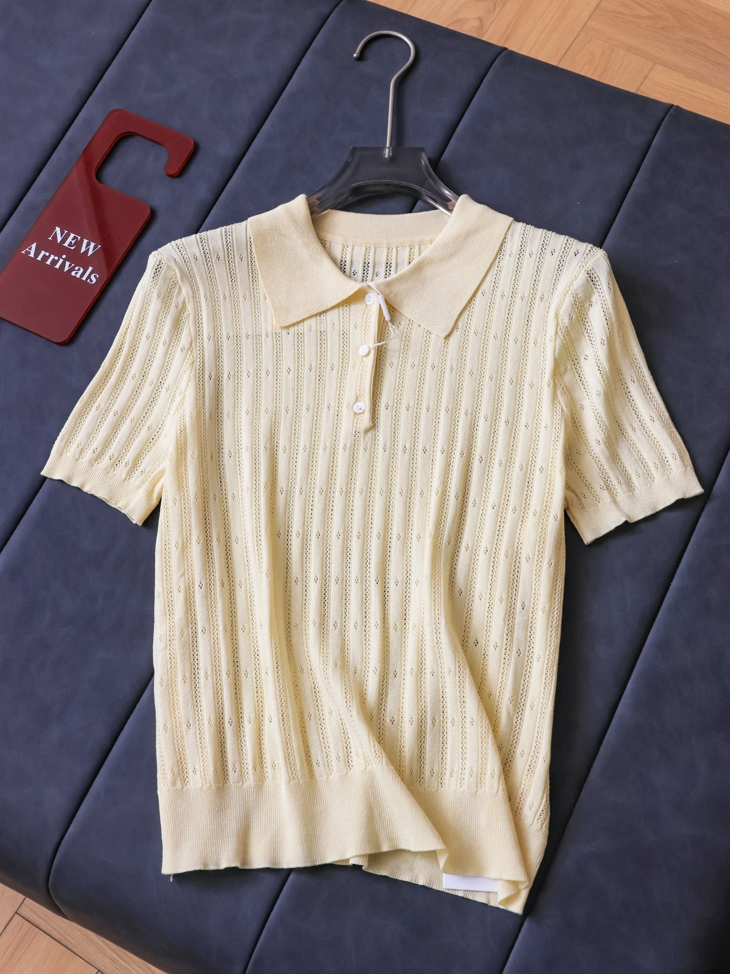Slimming Hollow out Knit Neck Short Sleeve Women's Summer New Style T-Shirt Comfortable Breathable Raloxifene Fiber
Slimming Hollow out Knit Neck Short Sleeve Women's Summer New Style T-Shirt Comfortable Breathable Raloxifene Fiber