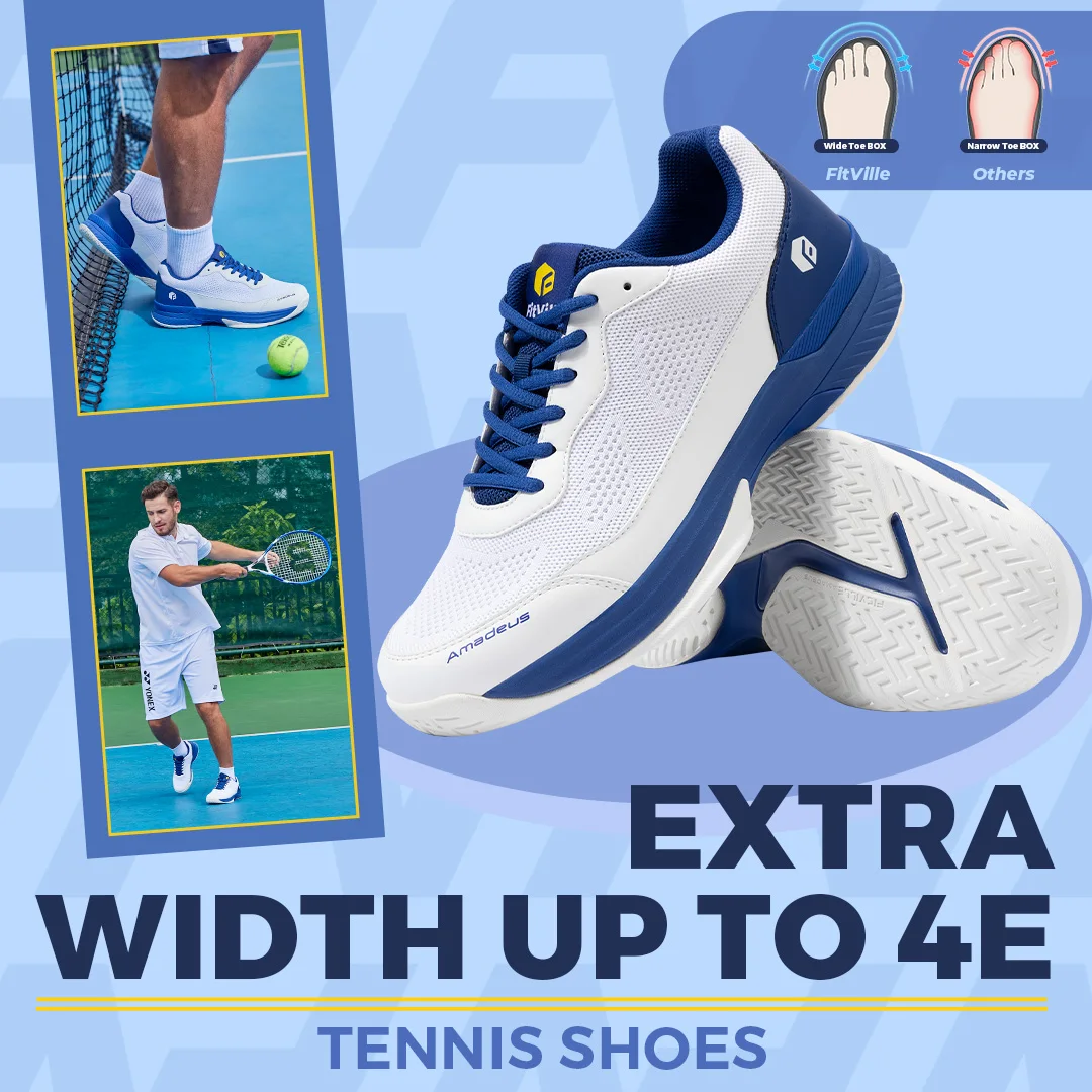 FitVille Extra Wide Pickleball Shoes Gym Sports Tennis Shoes for Men Casual Sneakers All Court Racquetball Athletic Arch Support
FitVille Extra Wide Pickleball Shoes Gym Sports Tennis Shoes for Men Casual Sneakers All Court Racquetball Athletic Arch Support