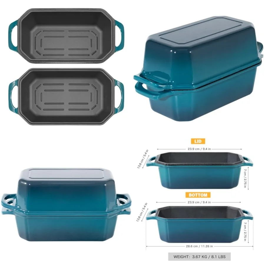 Bread Pan Cast Iron Loaf Pan with Lid Bread Loaf Pan Loaf Pan Enameled Cast Iron Sourdough Loaf Pan
Bread Pan Cast Iron Loaf Pan with Lid Bread Loaf Pan Loaf Pan Enameled Cast Iron Sourdough Loaf Pan