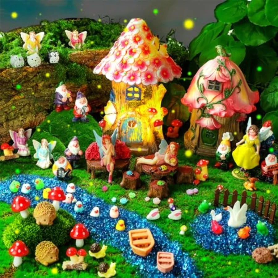 Outdoor garden decor: resin fairy house figurines kit, multicolor, solar-powered lighting, 100 pcs, 6.68 inch miniatures for mi
Outdoor garden decor: resin fairy house figurines kit, multicolor, solar-powered lighting, 100 pcs, 6.68 inch miniatures for mi