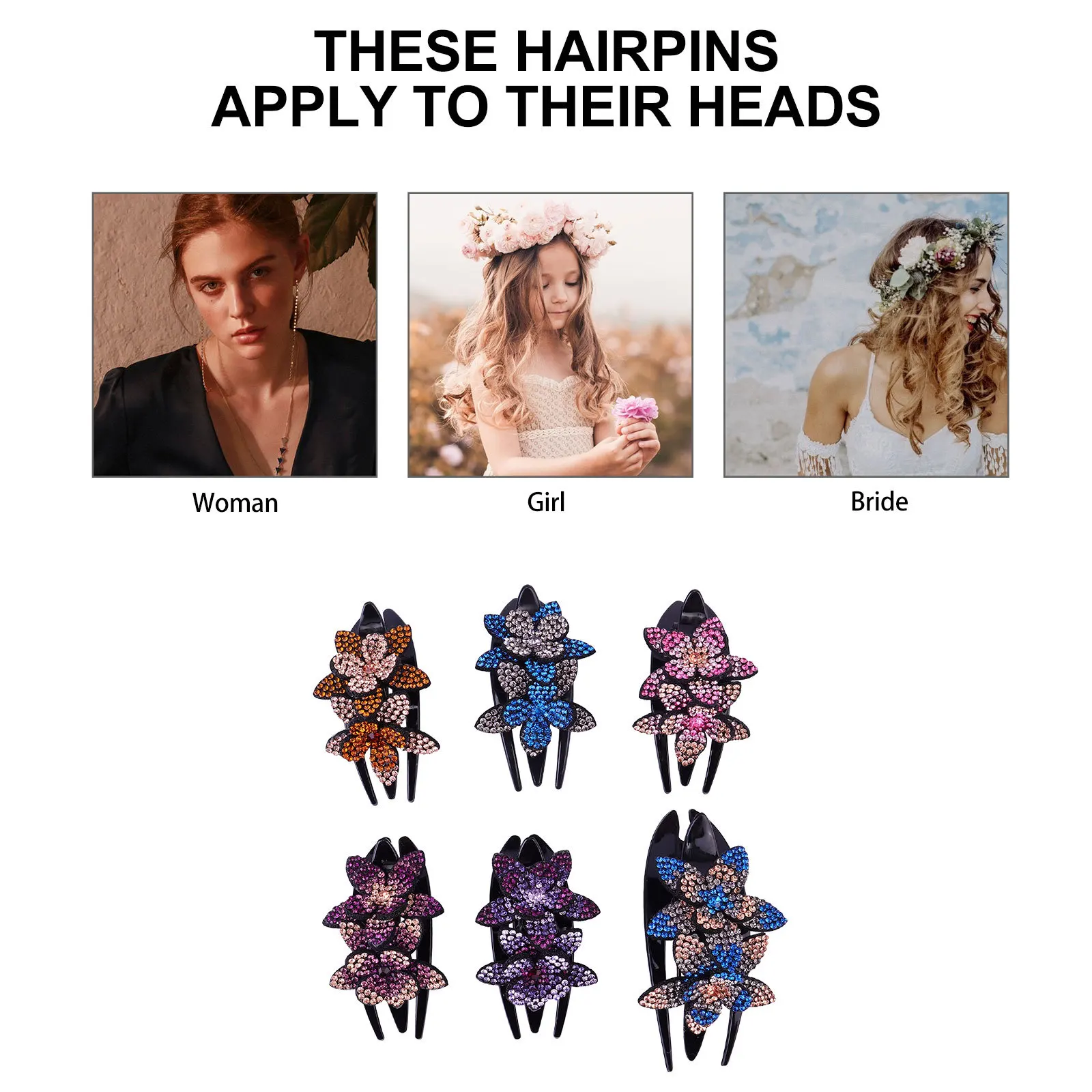 6 шт. заколок-«уточки» с цветочным дизайном из страз, удобные для женщин, для свадеб, вечеринок и банкетов, аксессуары для волос
6 шт. заколок-«уточки» с цветочным дизайном из страз, удобные для женщин, для свадеб, вечеринок и банкетов, аксессуары для волос