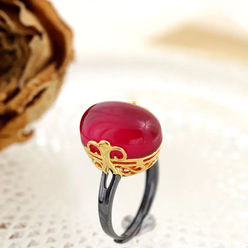 Authentic 925 Sterling Silver Rings Inlaid Artificial Ruby National Style Fashion Opening Adjustable Ring Fine Jewelry Gift
Authentic 925 Sterling Silver Rings Inlaid Artificial Ruby National Style Fashion Opening Adjustable Ring Fine Jewelry Gift