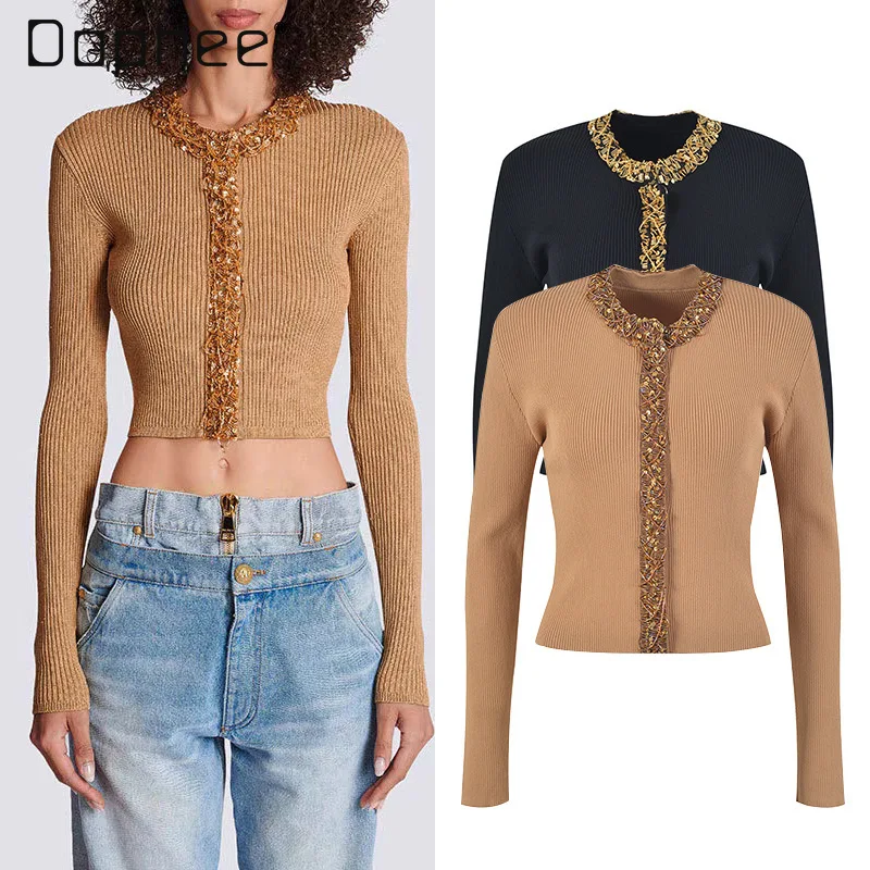 Light Luxury Heavy Handmade Beaded Sequins Knitted Jacket French Celebrity Slim-fitting Long-sleeved Crew Neck Cardigan Women
Light Luxury Heavy Handmade Beaded Sequins Knitted Jacket French Celebrity Slim-fitting Long-sleeved Crew Neck Cardigan Women