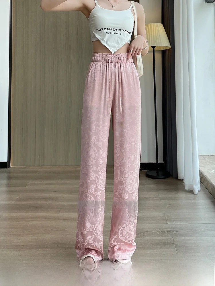 Ice Silk Printed Wide Leg Pants Women's Straight Acetate Satin Trousers Korean Style High Waist Long Pants Commute Style
Ice Silk Printed Wide Leg Pants Women's Straight Acetate Satin Trousers Korean Style High Waist Long Pants Commute Style
