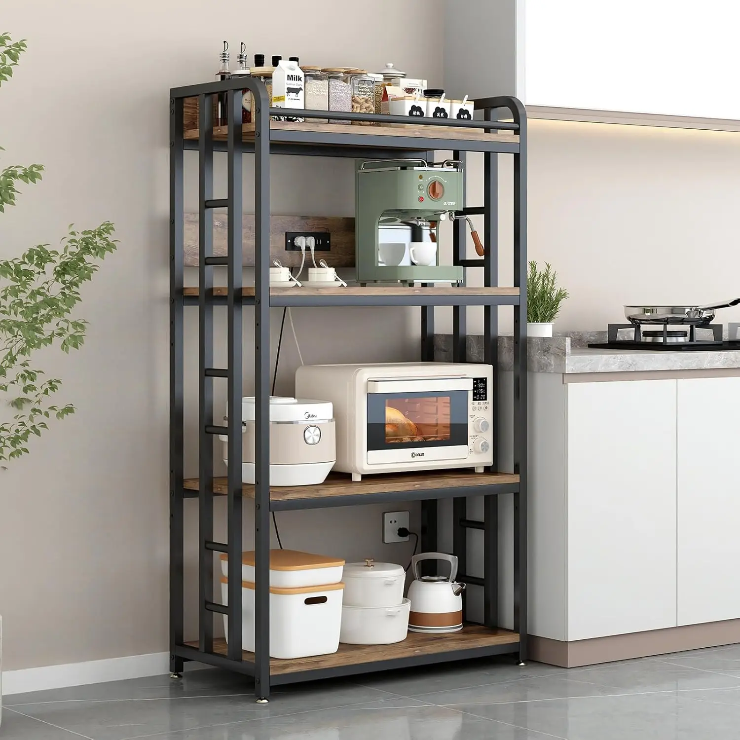 Adjustable 4-Tier Heavy Duty Kitchen Baker's Rack with Power Outlet, with Industrial Wheels, Free Standing Microwave Oven Cart
Adjustable 4-Tier Heavy Duty Kitchen Baker's Rack with Power Outlet, with Industrial Wheels, Free Standing Microwave Oven Cart