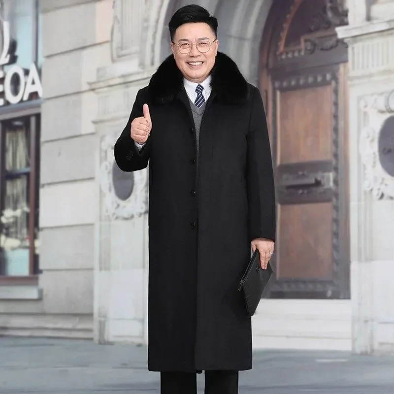 Мужское зимнее утолщенное длинное теплое свободное пальто выше колена большого размера, новое мужское повседневное шерстяное пальто среднего возраста, шерстяной плащ, верхняя одежда
Мужское зимнее утолщенное длинное теплое свободное пальто выше колена большого размера, новое мужское повседневное шерстяное пальто среднего возраста, шерстяной плащ, верхняя одежда