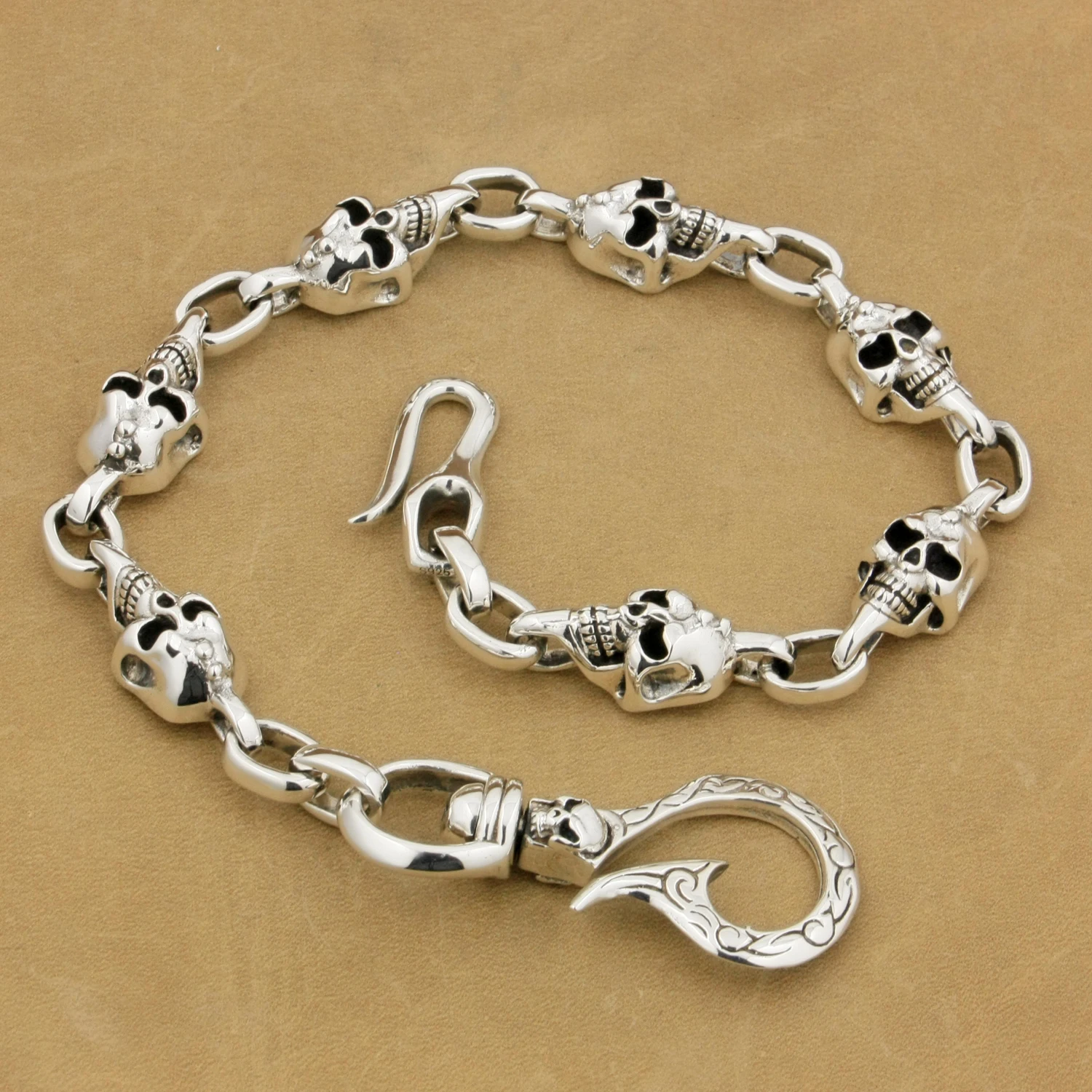 SKull Fish Hook 925 Sterling Silver KeyChain Biker Rock Wallet Chain Punk DIY Accessory 9T014
SKull Fish Hook 925 Sterling Silver KeyChain Biker Rock Wallet Chain Punk DIY Accessory 9T014