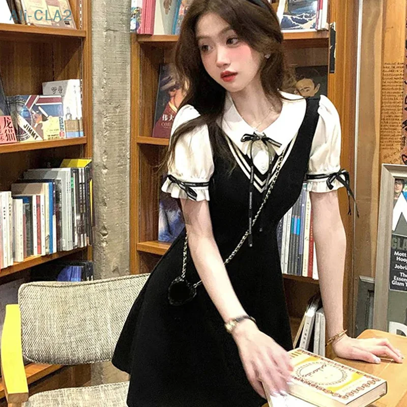 Summer Short Sleeve Women High Waist Bow Patchwork Fake Two Pieces Shirt Dress
Summer Short Sleeve Women High Waist Bow Patchwork Fake Two Pieces Shirt Dress