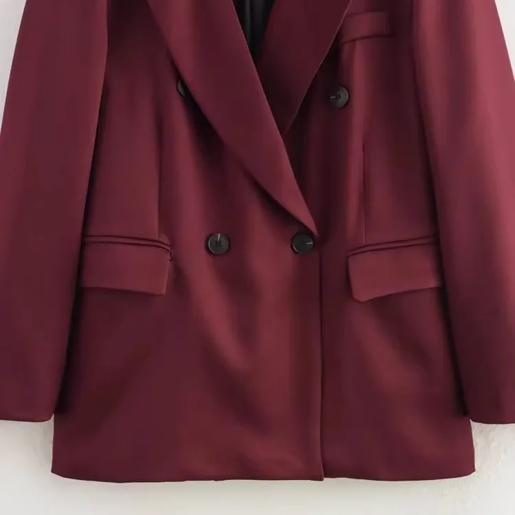 ZAB Autumn New Faionable Long Sve Double Breasted Wine Red Suit Jaet Women's Design Ele Outerwear
ZAB Autumn New Faionable Long Sve Double Breasted Wine Red Suit Jaet Women's Design Ele Outerwear