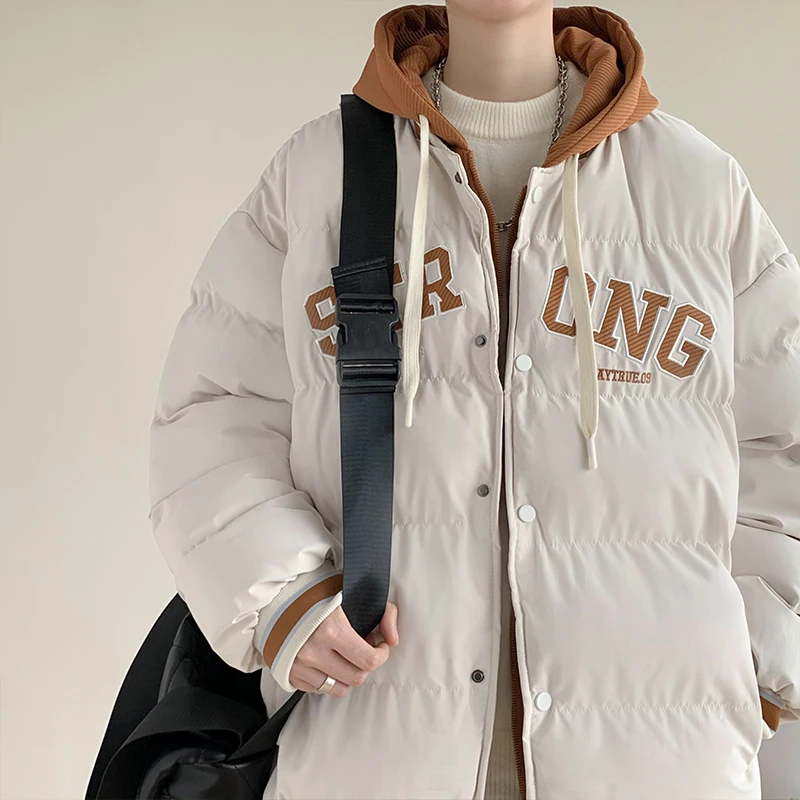 Мужская утепленная хлопковая куртка-пуховик с эффектом двухслойности, зимнее пальто, теплое, молодежное, повседневное, свободного кроя, с капюшоном, на молнии
Мужская утепленная хлопковая куртка-пуховик с эффектом двухслойности, зимнее пальто, теплое, молодежное, повседневное, свободного кроя, с капюшоном, на молнии