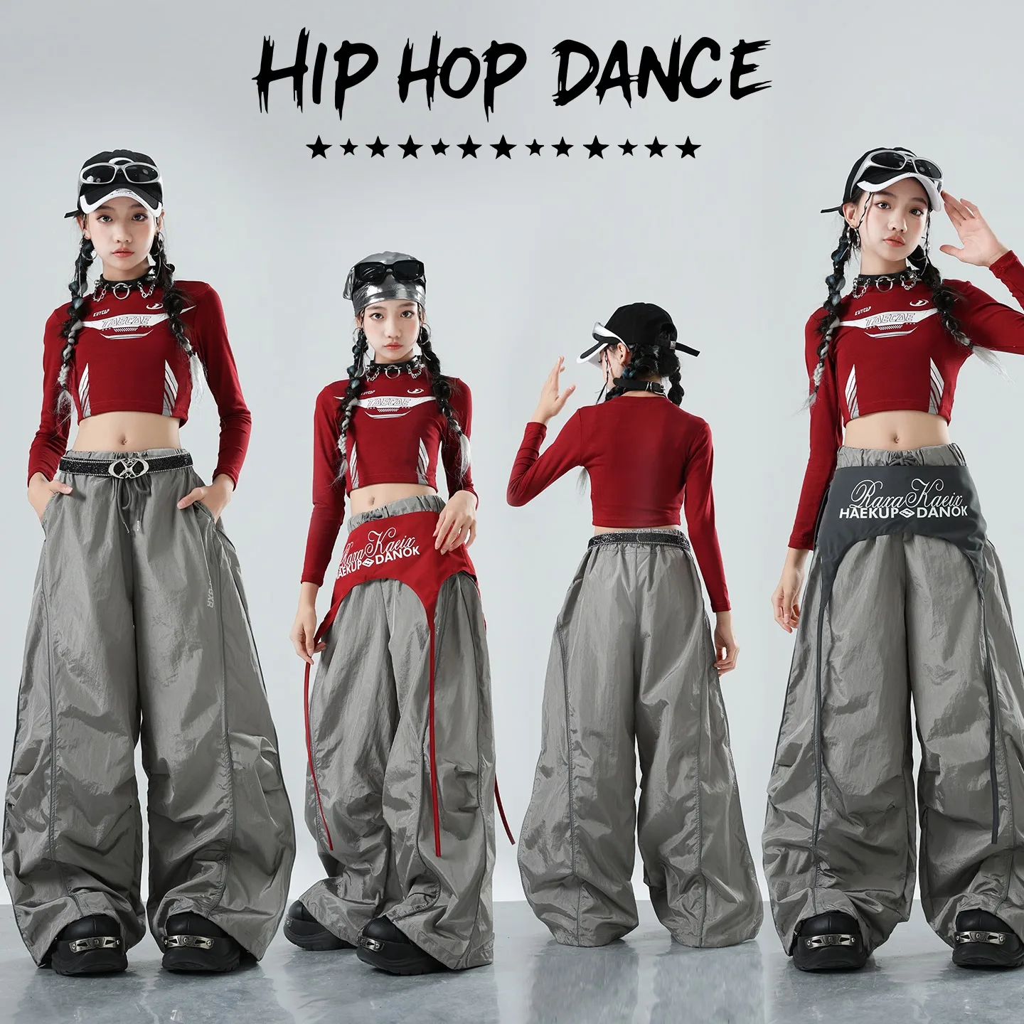 2025 Детская одежда в стиле хип-хоп для девочек, топы с пупком для джазовых танцев, серые мешковатые брюки, тренировочная одежда для бега, Kpop, наряд для уличных танцев BL17139
2025 Детская одежда в стиле хип-хоп для девочек, топы с пупком для джазовых танцев, серые мешковатые брюки, тренировочная одежда для бега, Kpop, наряд для уличных танцев BL17139