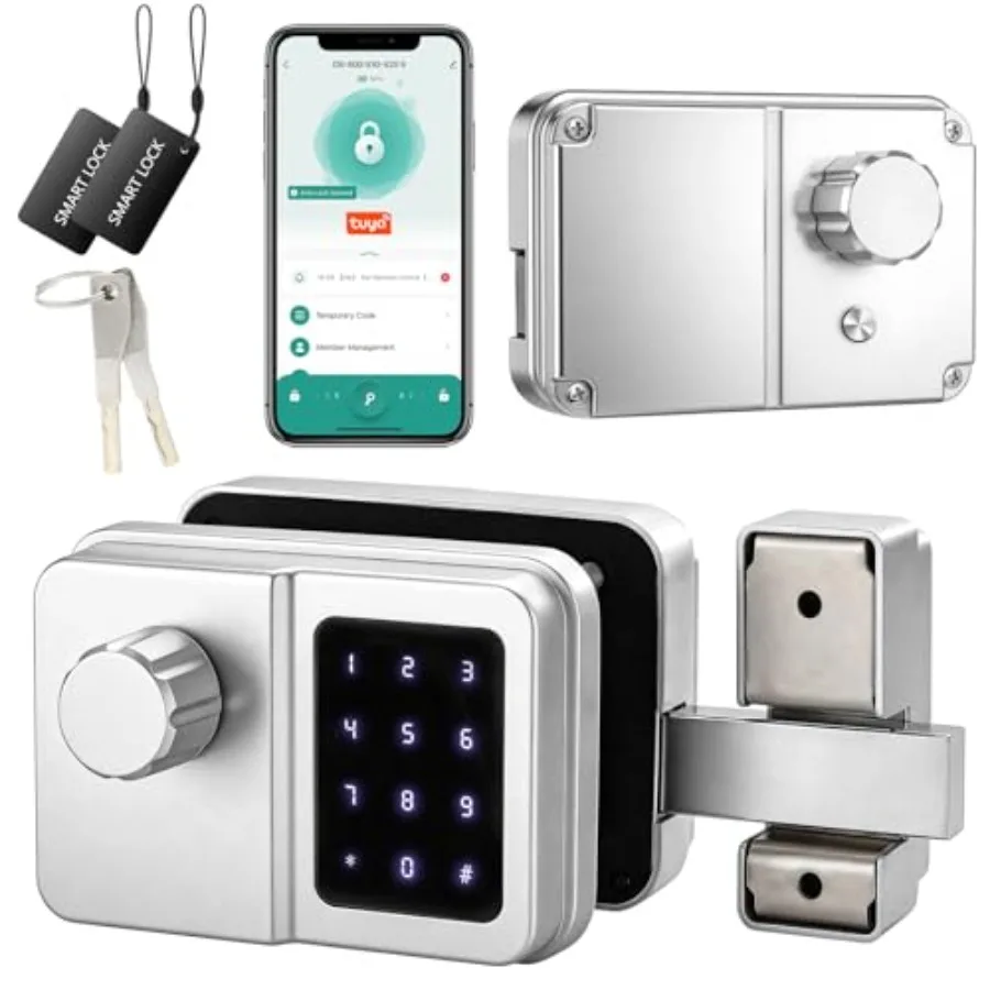 Smart Gate Lock, Outdoor Gate Lock for Fence and Garage Door, Electronic Keyless Gate Lock IC Card, Passcode and Mechanical Key
Smart Gate Lock, Outdoor Gate Lock for Fence and Garage Door, Electronic Keyless Gate Lock IC Card, Passcode and Mechanical Key