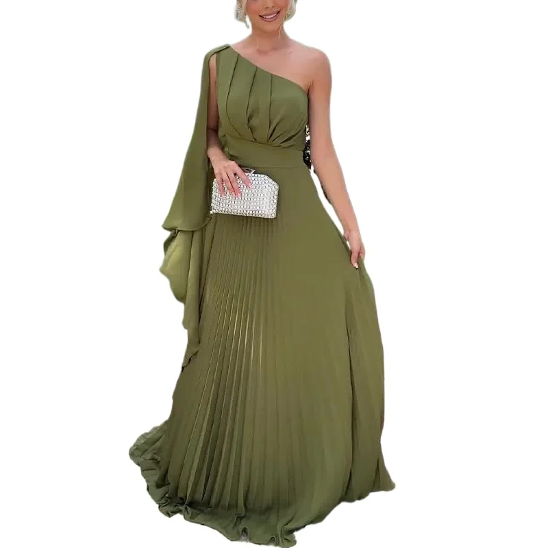 Elegant One Shoulder Pleated Chiffon Long Formal Mother of Bride Dress Green
Elegant One Shoulder Pleated Chiffon Long Formal Mother of Bride Dress Green