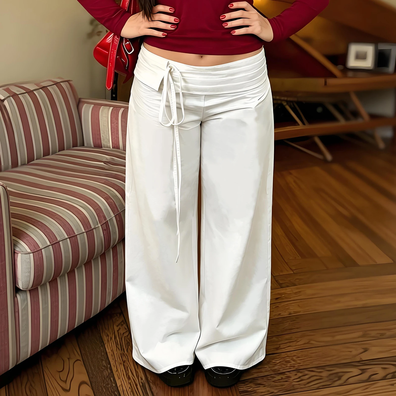 2026 Summer New Women's Plus Size Casual Pants Fashionable Ladies Solid Color Waist Tie Loose Fit Oversized Wide Leg Pants
2026 Summer New Women's Plus Size Casual Pants Fashionable Ladies Solid Color Waist Tie Loose Fit Oversized Wide Leg Pants