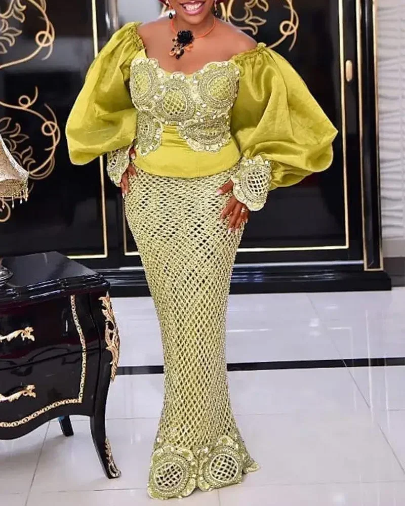 African Clothes for Women Traditional Ankara Outfits Puff Sleeve Bodycon Party Evening Gowns Boubou 2024 2 PCS Sets Top Skirt
African Clothes for Women Traditional Ankara Outfits Puff Sleeve Bodycon Party Evening Gowns Boubou 2024 2 PCS Sets Top Skirt