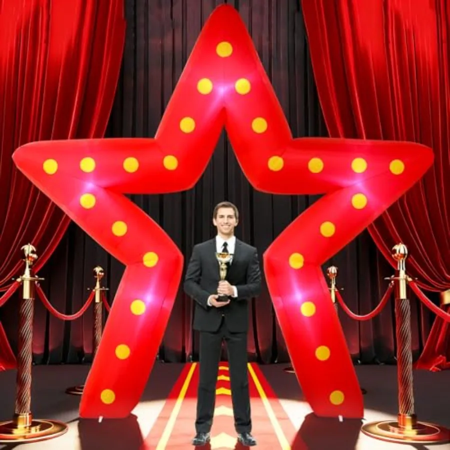 10FT Movie Night Star Outdoor Inflatable Decoration Giant Pentagram Archway with Built in LED Lights Red Runner Rug Movie Theme
10FT Movie Night Star Outdoor Inflatable Decoration Giant Pentagram Archway with Built in LED Lights Red Runner Rug Movie Theme