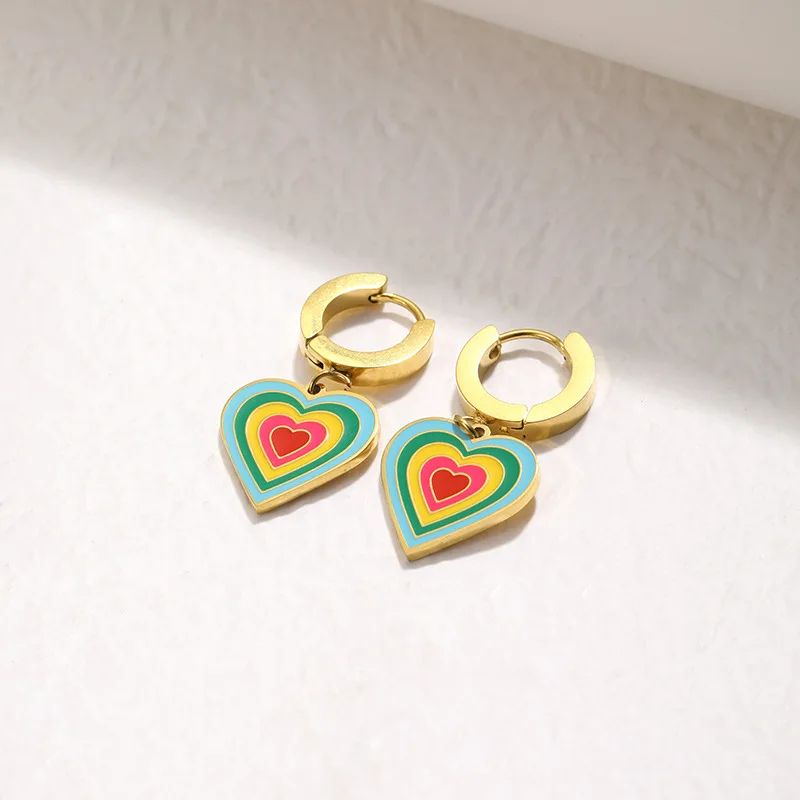 316L Stainless Steel Colorful Heart Hoop Earrings For Women Fashion Girls Ears Jewelry Birthday Gifts
316L Stainless Steel Colorful Heart Hoop Earrings For Women Fashion Girls Ears Jewelry Birthday Gifts